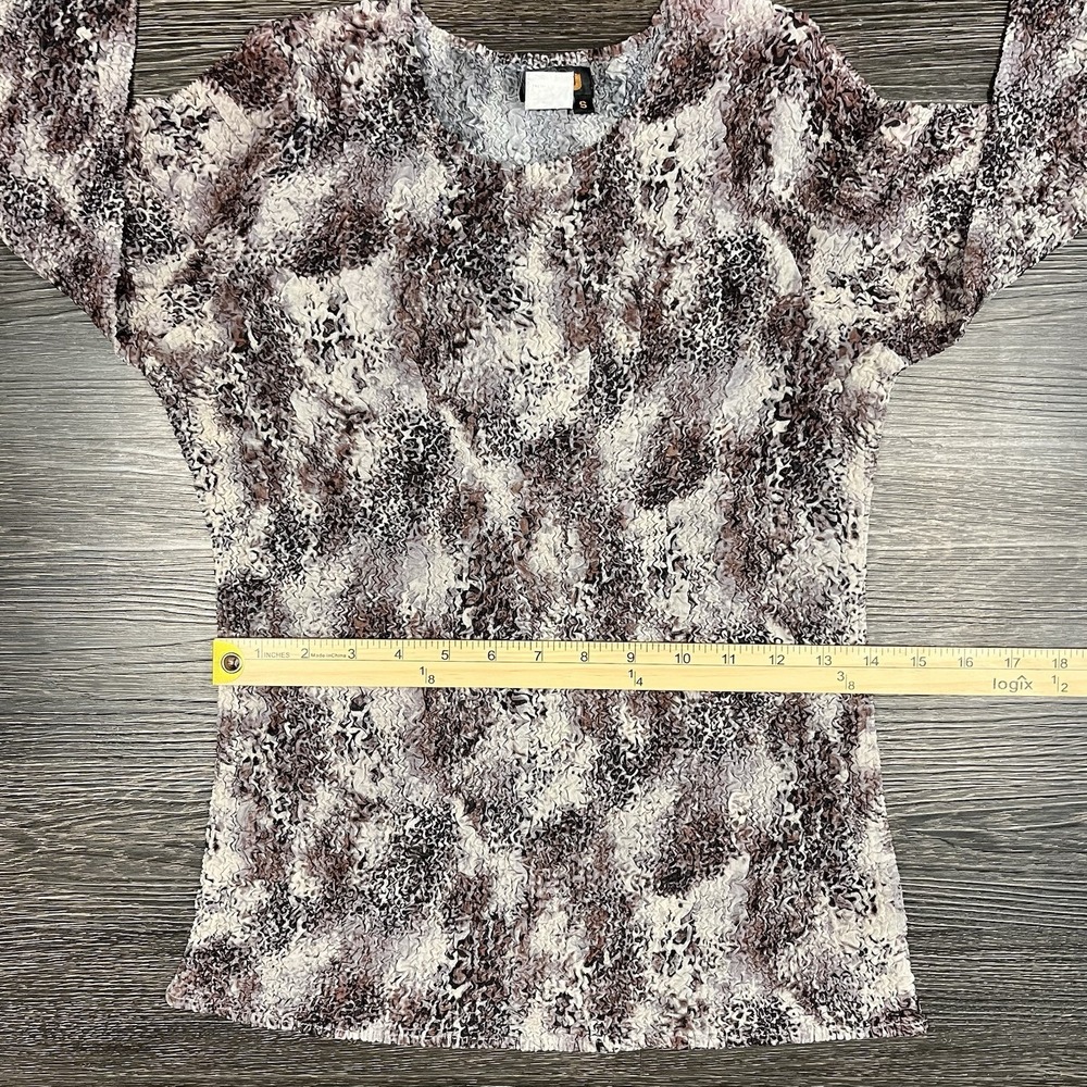 Ubu Womens Retro Textured Shirt Top Size Small Boho Stretch Mobwife Baddie Artsy - Picture 7 of 8